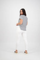 Vassalli 5825 White Denim Jeans with Rhinestones